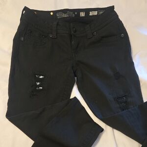 Miss Me Women's Black Ripped With Sequins Skinny Jeans